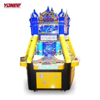 Yonee 2019 GIT Show Coin Operated Games Super Train Drop Coin Pusher  game Machine  for sale